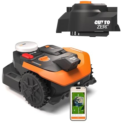 WORX Vision Cloud 2WD WR305E Robot Tondeuse 500 m² sans Fil périphérique + Cut-to-Zero (évitement d'obstacles par IA, Navigation VSLAM + RTK Cloud, cartographie Automatique, contrôle Via Application)