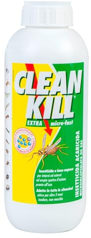 Insetticida Spray Ecologico Pronto all'Uso contro Cimici Acari Clean Kill | Extra Micro-Fast per Interni e Esterni Tarli Zanzare Formiche Blatte Termiti Tafani Mosche Pulci Zecche, Ricarica da 1L