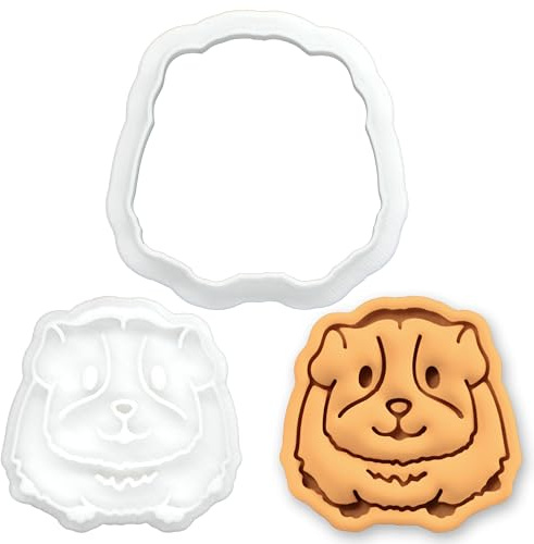 BAKERLOGY Guinea Pig Mini Cookie Cutter and Stamp Set – Cute Pet Fondant Embosser, Cupcake Topper for Animal Lover, Birthday Gift, Baking Decoration Tool