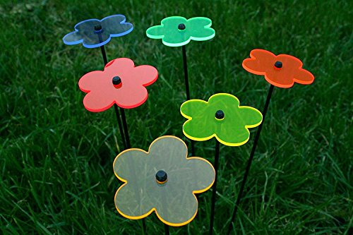 sabro-design 6er Set Ø8cm Leuchtblumen Nr.1 Sonnenfänger Gartenstecker