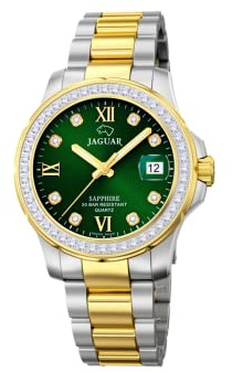 JAGUAR Damen Uhr Analog Edelstahl 316L Multi - Quarz - Saphirglas hochresistent - 20 ATM wasserdicht - Datum J893/3 - Executive