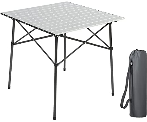 PORTAL Campingtisch klappbar Klapptisch Camping faltbar mit Aluminium Tischplatte belastbar 80kg mit Tragetasche für Picknick Grillen Garten Balkon