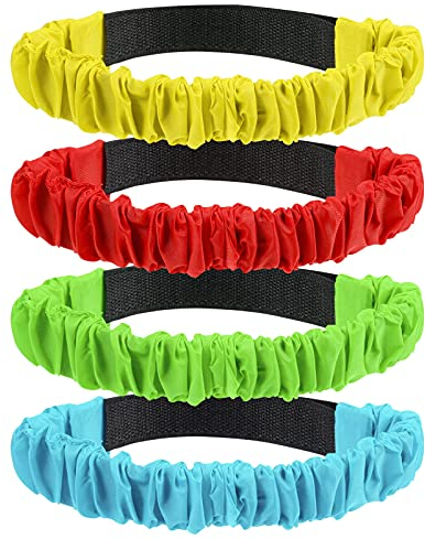 TOYANDONA 12 Pieces 3 Legged Race Bands Elastic Tie Foot Running Race Game Rope Straps with 4 Assorted Colors for Family Kids Friends Parties Carnival, Field Day, Backyard, Relay Race Games
