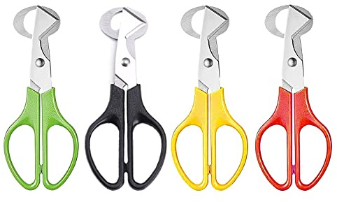 4 Pièces Ciseaux à Oeufs de Caille, Ciseaux à Oeufs de Caille en Acier Inoxydable，Diviseur d'Œufs Ouvre-Œufs pour la Maison, la Cuisine, le Restaurant (Rouge、Vert、 Jaune、Noir)