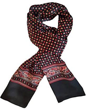 UK_Stone Klassisch 100% Seide Paisley Blumen Krone Diamant Doppelschicht Halstuch Herren Schal 12MM (#5)