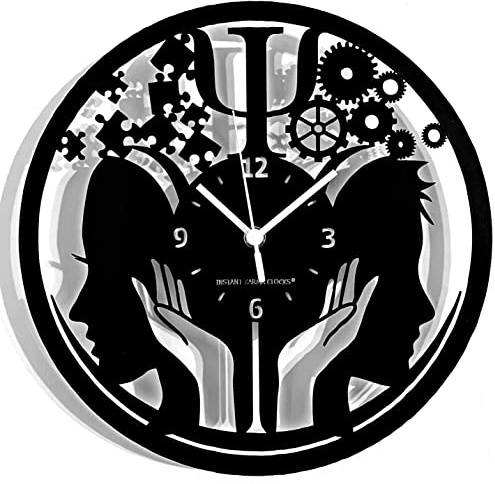 Instant Karma Clocks | Psychologie Wanduhr – Deko mit Symbolen für Geist & Verstand | Geräuschlosem Quarzwerk | Geschenkidee für Psychologen, Therapeuten, Studenten