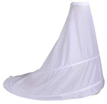 Robe de mariée pour mariée - Jupon sans fil - 2 cerceaux - Taille élastique - Cordon de serrage - Réglable - Queue de poisson, Comme sur l'image, S/L