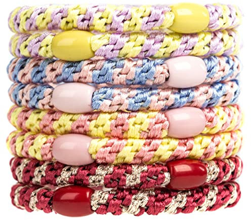 J.CARP 8 pezzi di accessori per capelli misti per donne ragazze, elastici per capelli per ponytail holders, No Damage No Crease Hair Elastics Style 6