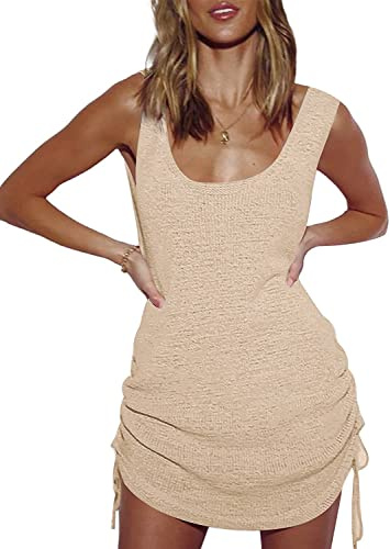 YOUKD Tunique en Tricot Creux pour Femme Coupe Basse Crochet Tops Couverture de Plage Poncho Summer Beach Cover Up Dress