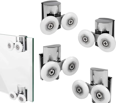 Nicoone 4 Roulettes Porte de Douche Coulissante - Roulette Porte Coulissante Douche en Alliage de Zinc 23 mm de Diamètre (2 en haut + 2 en bas)