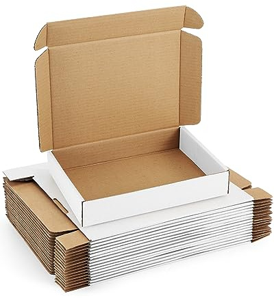 Poever Shipping-Boxes-11x8x2 Inches: 25 Pack-Cardboard-Boxes-for-Packaging, White-Shipping-Boxes-for-Packing-Small-Business, Corrugated Box Mailers for Book Shoes Gift Mailing