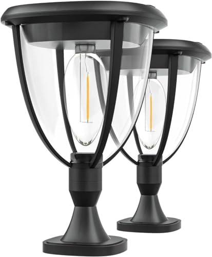 HomaVida 3 en 1 Luces Solares Led Exterior Jardin, con 2 Modos, Aplique IP65, Lámpara de Pared Decorativa Para Patio, Valla, Pasillo (2 Unidades)