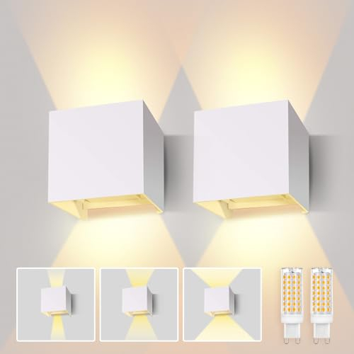 Lureshine 2 Lampade Da Parete Con Lampadina Led G9 Sostituibile, Luce Bianca Calda, 3000 K, In Alluminio, Per Interni, Angolo Di Diffusione Regolabile, Illuminazione Da Parete Per Camera Da Letto
