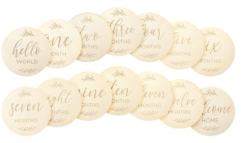 7 Stück Doppelseitige Meilensteinkarten Baby Holz Monatskarten Baby 1-12 Monatemeilenstein-Babykarten 10 Cm Runde Monatsschilder Für Neugeborene Wachstumsaufzeichnung Geschenke Für Werdende