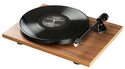 Pro-Ject E1, Plug & Play Einsteiger Plattenspieler mit elektronischer Geschwindigkeitsumschaltung, Auflagekraft und Anti-Skating voreingestellt (AT3600L, Walnuss) | Elektronische Geschwindigkeitswahl 33/45 - voreingestellte Auflagekraft & Anti-Skating - 8,6 Zoll Alu-Tonarm - Europa
