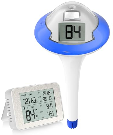 BALDR Pool Thermometer Funk, mit Indoor-Temperatur-Monitor, IPX7 Waterproofing und Größere Digitale Anzeige Leicht zu Lesen, die Innen-und Pool-Temperaturen an Ihren Fingerspitzen