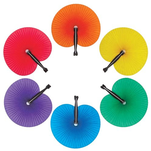 Baker Ross FN144 Bright Colours Handfächer - Packung mit 12 Fächern, Papierfächer zum Basteln, dekorative Fächer zum Falten