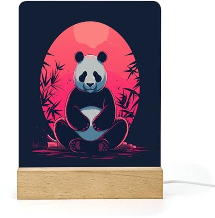 Lorolivier Personalizzato Acrilico Bordo Luce Notturna Panda Gigante Notte Led Luce Bambini Scrivania Comodino Lampada Base In Legno Luce Notturna Bambino Neonato Regalo Regali Di Compleanno
