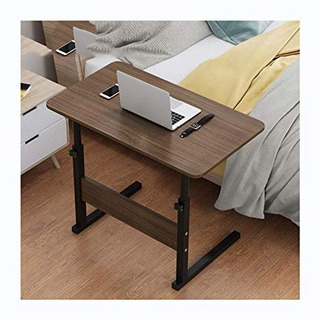 SFNIOKFG Überbetttisch mit Rollen, der Sofa-Überbetttisch, mobiler Laptop-Schreibtisch, tragbarer, höhenverstellbarer Laptop-Betttisch (58 x 28 gebürstete Schwarze Eiche)