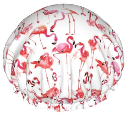 Flamingos Duschhaube für Frauen, wiederverwendbare Duschhaube, wasserdichte Badekappe für Frauen, langes Haar