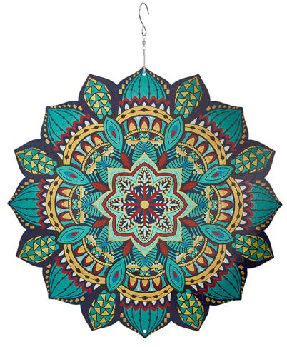 Hilandero de Viento Cinético Mandala NICENEEDED, Esculturas de Viento de Hilanderos de Jardín de Acero Inoxidable 3D, Adornos Giratorios para Césped de 11.8 pulgada
