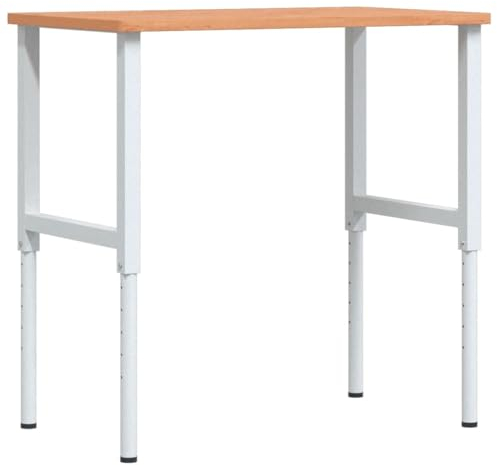 vidaXL Banco da Lavoro 100x60x(71,5-98) cm Legno Faggio Rettangolare, tavolo da lavoro, postazione da lavoro, banco da lavoro in metallo