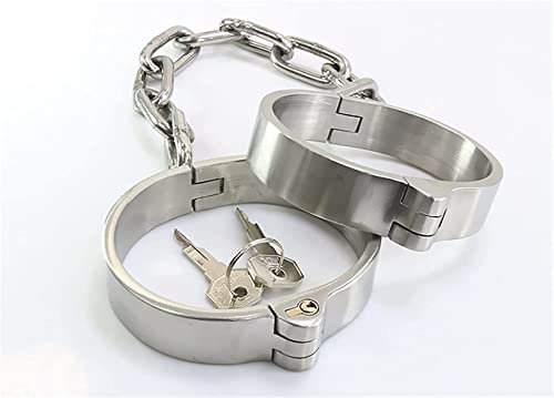 Soarvlorfy Edelstahl Stealth Lock Oval Fußfesseln mit Kette Bein Fesseln Metall Knöchel Manschette Erwachsene Flirtspiel SM Bondage Fetisch Sklaven Erotik Sex Spielzeug für Paare,Silber,Frauen