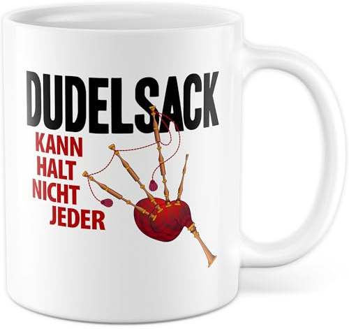 Musiker Tasse mit Spruch - Geschenk Dudelsack kann halt nicht jeder - Kaffeetasse 330ml aus Keramik - Musik Dudelsack Instrument Kaffee-Becher