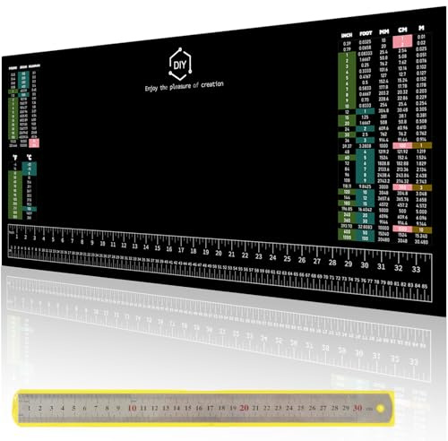 TAROTKIN Workbench Mat Top, 16 X 35.5 DIY Silicone Rubber Large Work Bench Table Hobby Magnetic Neoprene Tool Mat Pad Ruler Set with SAE/Metric Ruler Standard Metric Conversion Charts