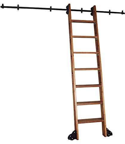 GUHPZA Rollleiter-Hardware-Bibliothek Schiebeleiter-Hardware-Kit + Verlängerungsschiene, 3,3 Fuß – 20 Fuß für Zuhause/Innenbereich/Dachboden/6,6 Fuß/200 cm Schienen-Kit, 20 Fuß/600 cm