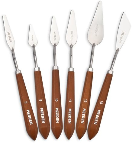 MEEDEN Künstler-Palettenmesser-Set: 6-teiliges Edelstahl-Kunstschaber | Palettenmesser mit Holzgriff - Malmesser Kunstbedarf für Öl- und Acrylfarben