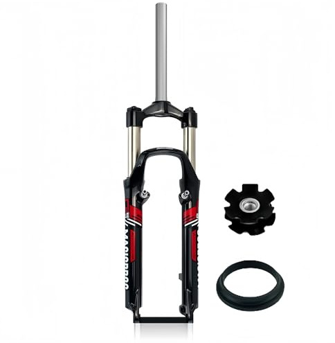 pykaaiiu Federgabel MTB 26 Zoll Federgabel Federweg 100mm 1 1/8 Zoll Canti Sockel V-Brake 9 Mm QR-Stütze/Scheibe 28,6 Mm Gewindeloser Gabelschaft erhältlich(Schwarz-rotes)