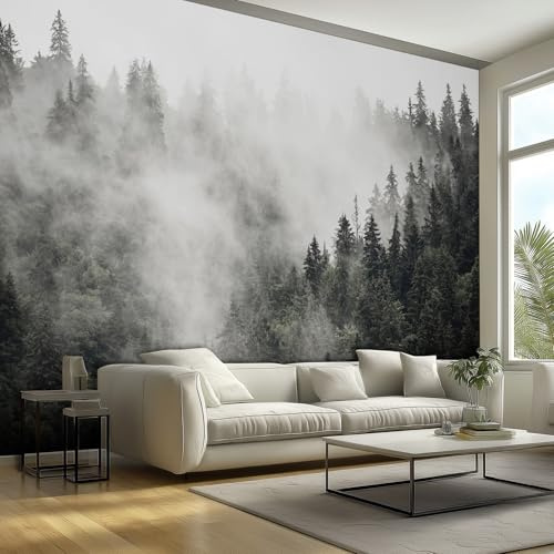 Foggy Forest Wallpaper - Woodland Nature Landscapes Wall Mural - Wall Murals for Living Room Bedroom - Photo Wallpaper & Home Decor Art - 250 x 175 cm A125