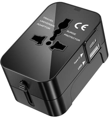 Adaptateur Prise Universelle, Adaptateur Universel de Voyage avec USB et USB C, Adaptateur Universel Prise Internationale de Voyage Adaptateur Prise vers USA Anglaise Thailande Japon Australie Chine