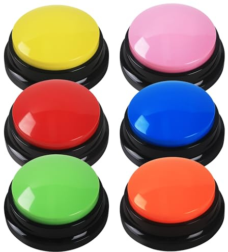 DUBUOZA 6 stycken buzzer med inspelningsfunktion, husdjur talking träning svar buzzer 30 sekunders inspelning, hund intelligensleksak lämplig för utbildning av husdjur