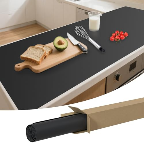SOSMAR XXXL Groß Silikonmatte 120 x 60cm, Extra Dicke 2mm Arbeitsunterlage, Malunterlage, Bastelunterlage, Hitzebeständig & Rutschfest Silikon Unterlage für Küche, Basteln und Werkbank (Schwarz)