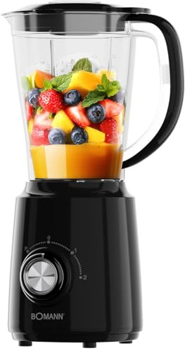 Bomann® Standmixer 500W | Mixer | BPA frei | 4-fach Edelstahl-Messer rostfrei | 1,5L Smoothie Maker | Ice-Crush Funktion | 3 Stufen | Turbo-Funktion | Deckel mit Nachfüllöffnung | UM 6083 CB