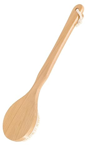 VALICLUD Spazzola la Schiena da Doccia Setole di Cinghiale, Manico in Legno di Faggio 41,5 Cm, Esfoliante per Corpo, Massaggio Rilassante, per Uso Domestico, Viaggio e Hotel