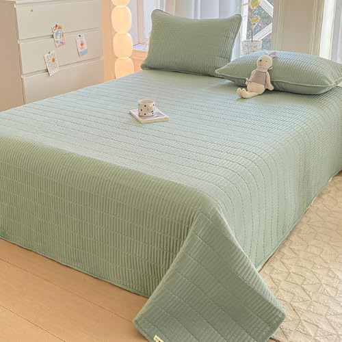 PEIHUODAN Couvre-lit Matelassé en Microfibre – Ultra-Doux, Couleur Unie Réversible, Matelassage Ultrasonique, Couverture Toutes Saisons pour Chambre Et Canapé (Green,150x230cm)
