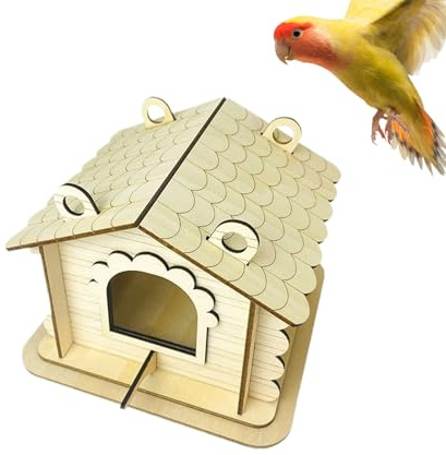 Eastuy Casas de Madera para Aves, de Madera Natural para Aves | Refugio para Patio Parque Jardín Hábitat Cría