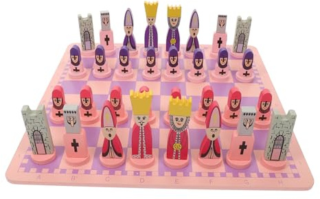 ZUNOXAZ Schachspiel Set aus Premium Holz Pädagogisches Schachbrett mit Bunten Cartoon Figuren für Gedächtnistraining und Spielerisches Lernen Geeignet für Erwachsene