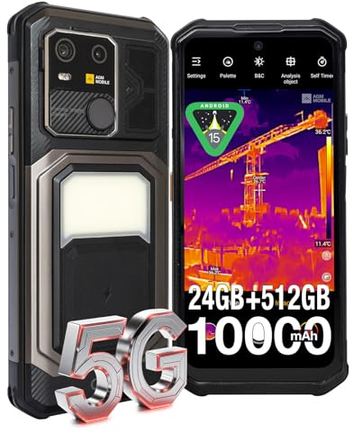 AGM G3 Pro SIM Free 5G Rugged Phone, 25fps Thermal Imaging, Dimensity 7300 | For Electrical Inspection, Fault Finding & HVAC Checks | Android 15, 24GB+512GB, 10000mAh, 3-Way Charging, NFC, 116dB Speaker