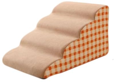 Hundetreppe Haustiertreppe Katzentreppe Hunderampe für Bett Sofa Couch Auto mit Waschbarem Bezug Rutschfestem Boden Hochdichtem Schwamm Kleine Hunde Katzen (4-stufig,Rosa)