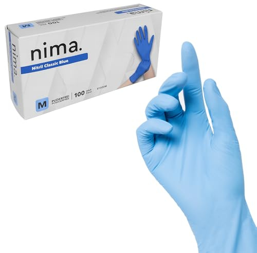 EMYU Nitrilhandschuhe Blau (XL) 100 Stück – Einweghandschuhe Puderfrei & Latexfrei – Medizinische Untersuchungshandschuhe PSA Kat. III – Reißfeste Einmalhandschuhe für Pflege, Labor & Reinigung