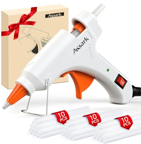 Fireproof Hot Glue Gun Kit with 30 Glue Sticks, Fast Preheating Hot Melt | High Temp for School Crafts DIY Arts and Quick Home Repairs, 20W (White)