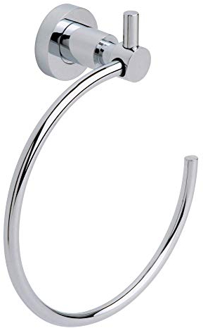 tesa LOXX Handtuchring, verchromt - Handtuchhalter-Ring oval - zur Wandbefestigung ohne Bohren, inkl. Klebelösung - 185mm x 210mm x 76mm