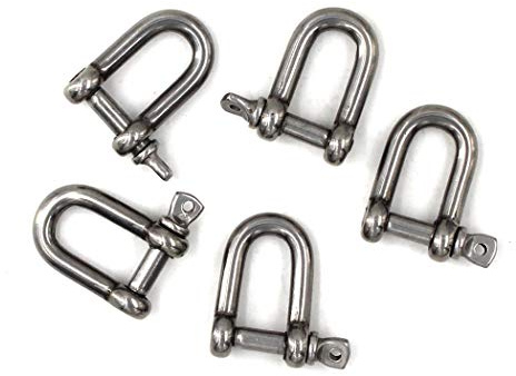 M5 Grilletes de acero inoxidable 304 D ring Shackles (Paquete de 15)