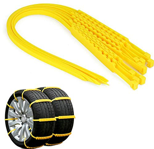MASO Universal Schneeketten 10pcs Set Snow Chains Anfahrhilfe Anti Skid Nail Auto Snow Tire Ketten für Auto SUV LKW Gelb