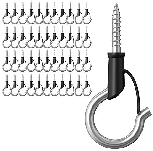 YAIRMIS 44 Stück 304 Edelstahl Q-Hanger Haken, Indoor und Outdoor Haken Home Weihnachtsbeleuchtung Kleiderbügel Haken mit Schraube für Garage Neujahr Party Outdoor Easy Release Draht und
