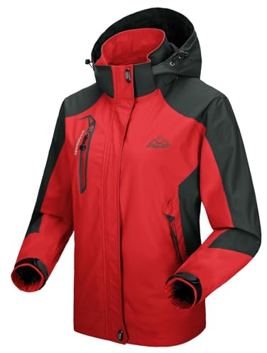 donhobo Damen Wanderjacke Outdoor Jacke Leichte Übergangsjacke Winddichte Jacke Wasserdicht Regenjacke Atmungsaktiv Funktionsjacke mit Abnehmbarer Kapuze